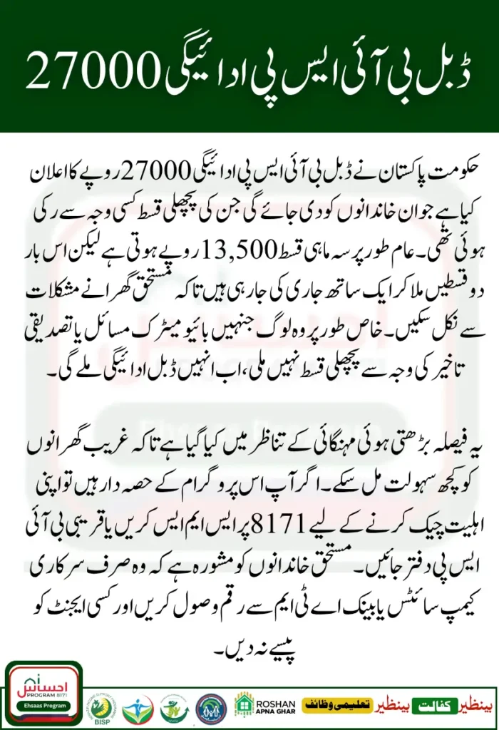 Double BISP Payment Rs 27000 Announced Who Will Get It